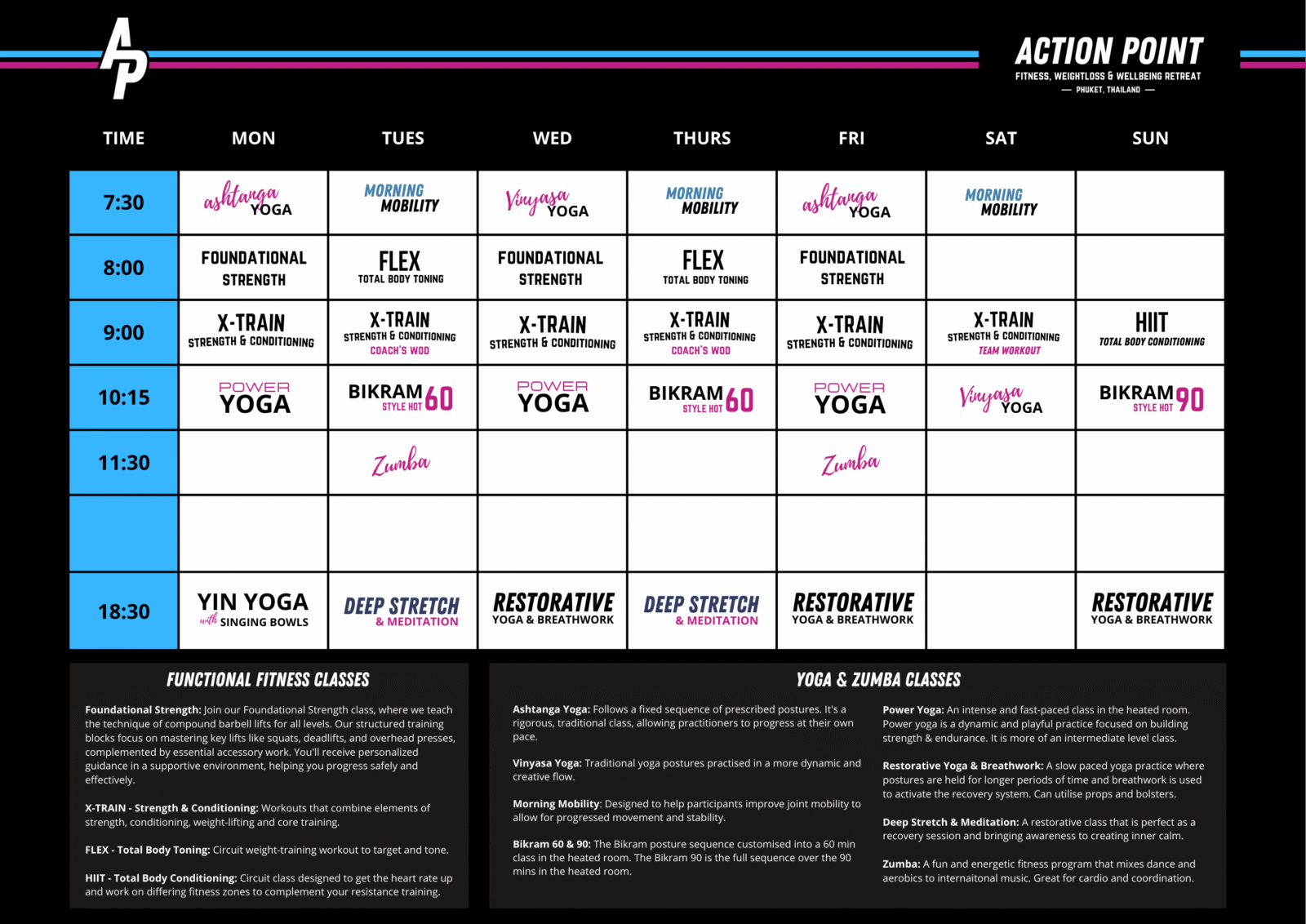 Action Point Training SCHEDULE